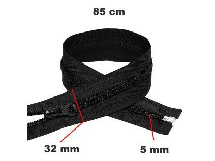 29609 2 zip spiralovy delitelny cerny 32 mm delka 85 cm