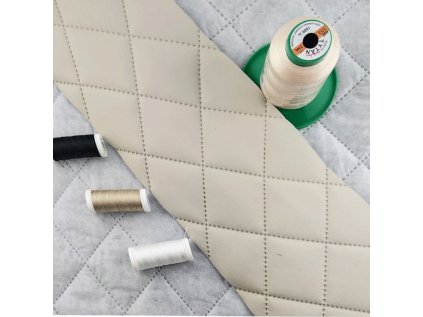 Ekokůže barva Ecru prošívaná ultrazvukem, koženka metráž