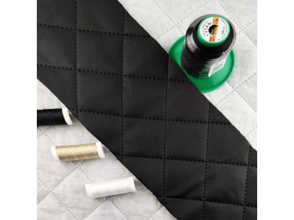 Ekokůže barva Černá prošívaná ultrazvukem, koženka metráž