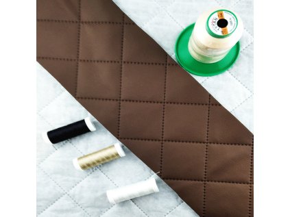 Ekokůže barva Hnědá prošívaná ultrazvukem, koženka metráž