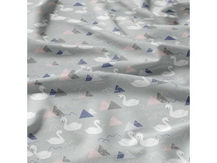 Bavlněné látky, metráž. Labutě na Šedém