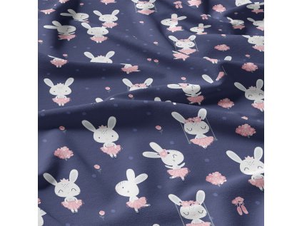 Bavlněné látky, metráž. Zajíček na Modrém