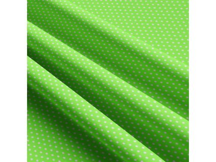 Dětské bavlněné látky, metráž. Puntík 3 mm, Bílý na Salátovém