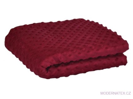 Látka mikroplyš Minky 380 Puntík, barva Vínová
