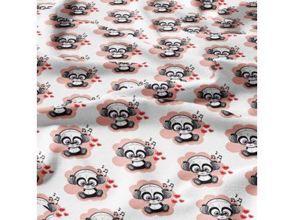 30170 2 bavlnena latka metraz panda na ruzovem