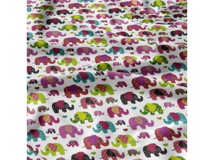 30176 2 bavlnene latky metraz sloni amarantove na bilem