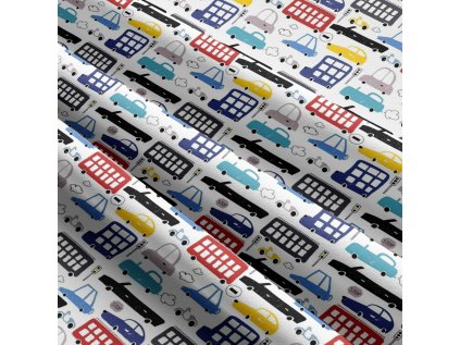 30299 2 detska bavlnena latka metraz auta na cervenem