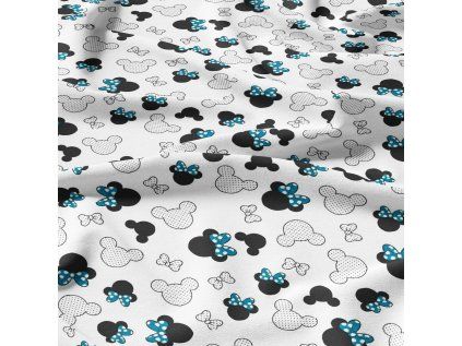 30638 3 bavlnena latka metraz kokardy modre na bilem