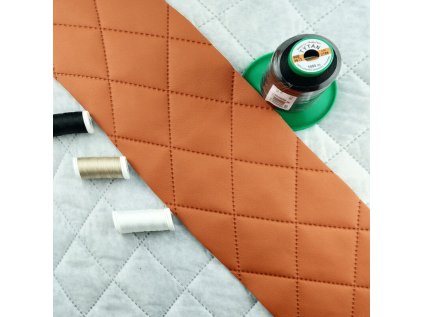 Ekokůže barva Pomerančová prošívaná ultrazvukem, koženka metráž
