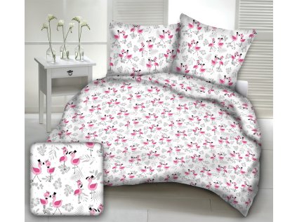 Bavlněná látka, metráž. Plameňáci na Bílém