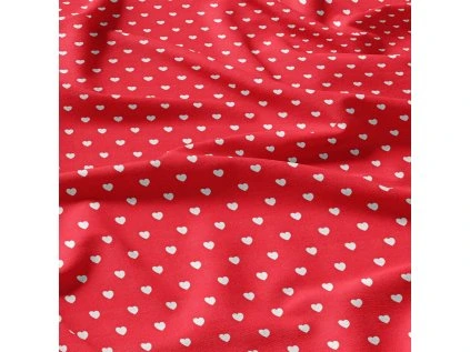 31328 5 dekoracni bavlnena latka metraz srdicka mini bila na cervenem