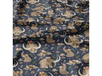 Bavlněné látky, metráž. Mamuti na Granátovém