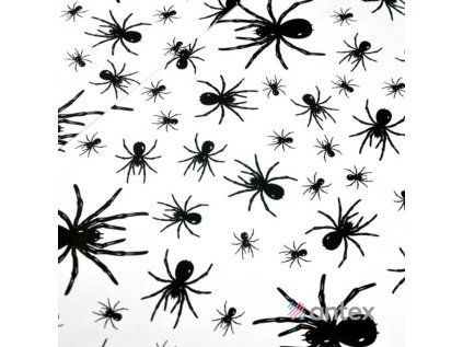 32090 2 bavlnene latky metraz pavouci na bilem