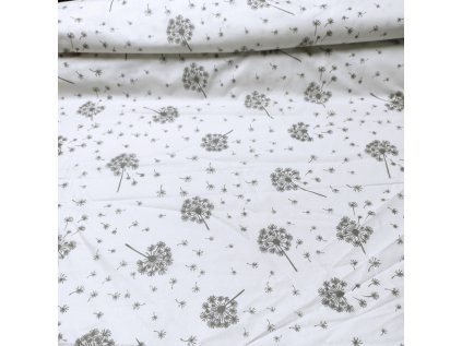 Bavlněná látka Pampeliška Šedá na Bílém