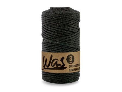 Bavlněná šňůra 3mm, 100m, ČERNÁ