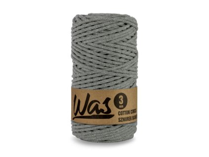 Bavlněná šňůra 3mm, 100m, TM. ŠEDÁ