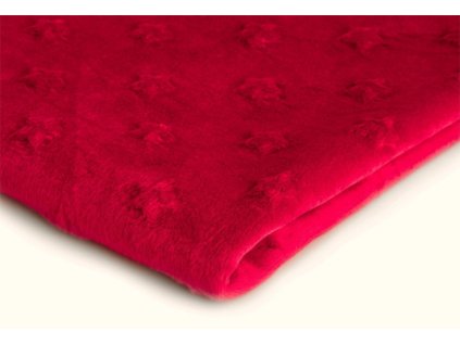 Látky mikroplyš Minky Hvězdy, barva Červená 29