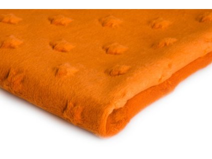 Látky mikroplyš Minky Hvězdy, barva Pomerančová 26