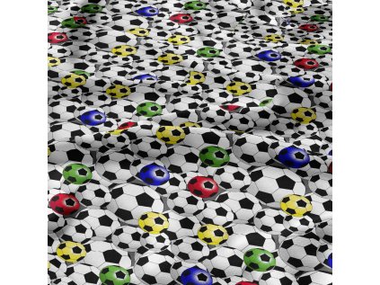 Bavlněná látka Football multi na Bílém