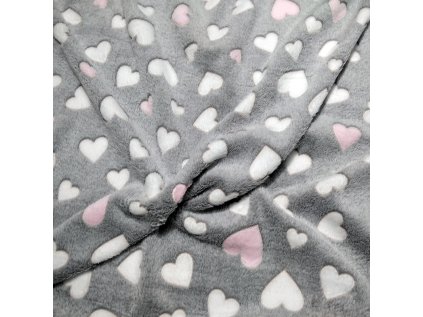 Minky Beránek Srdíčka Růžové a Bílé na Šedém