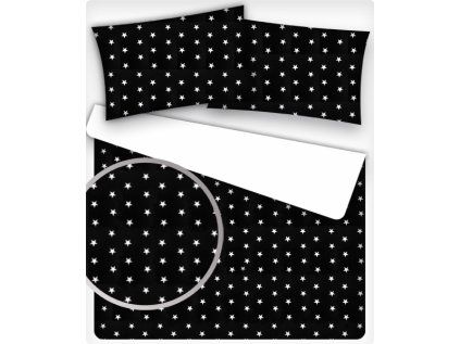 32897 1 detska bavlnena latka hvezdy bile na cernem