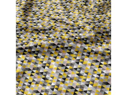 Bavlněná látka Trojúhelníky Žluté a Černé