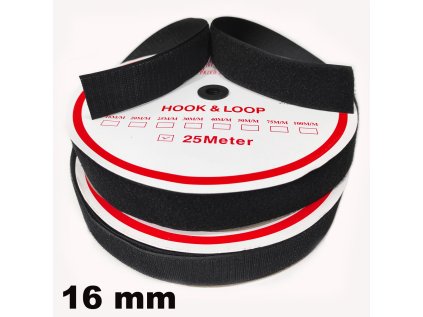 Pásek na suchý zip Háček a Smyčka set černý 16 mm balení 25 m