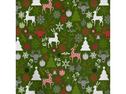 Vánoční bavlněná látka, metráž, šíře 160 cm, MIX na Zeleném