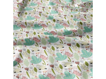 Bavlněné látky, metráž. Ovečky na Bílém