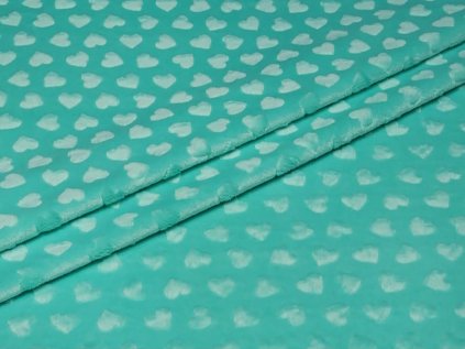 Látka Mínky Srdička, barva Tm. Mentolová