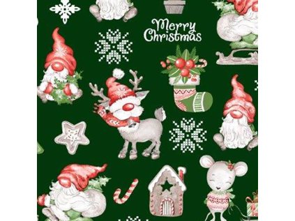 Vánoční bavlněná látka, metraž, šíře 160 cm, Rudolf na Zeleném