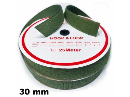 Pásek na suchý zip Háček a Smyčka set, barva khaki 30 mm balení 25 m