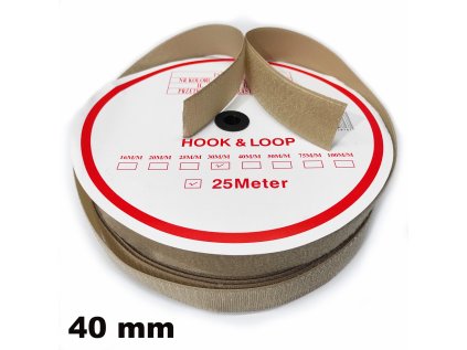 Pásek na suchý zip Háček a Smyčka set béžový 40 mm balení 25m