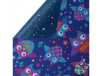 Nepromokavá vodotěsná látka Codura, Sovy na Modrém