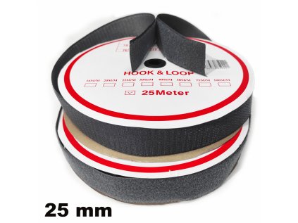 Pásek na suchý zip Háček a Smyčka set barva grafitová 25 mm balení 25 m