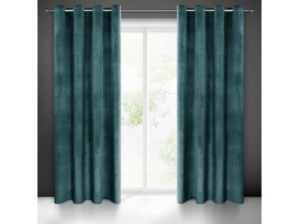 Dekorační velurový závěs s průchodkami PETROL 140x250 cm