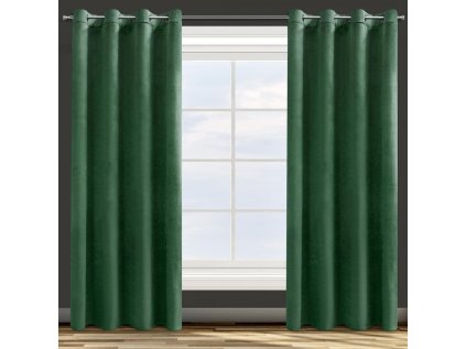 Dekorační velurový závěs s průchodkami TM ZELENÝ 140x250 cm