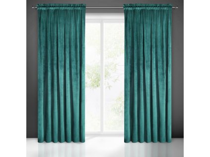Dekorační velurový závěs s řasící páskou TYRKYS 140x270 cm