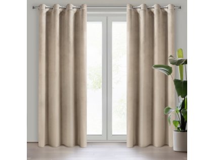 Dekorační velurový závěs s průchodkami SV. BIEGE 140x250 cm