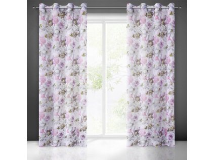 Vzorovaný dekorační závěs Bella barva růžová 140 x 250 cm
