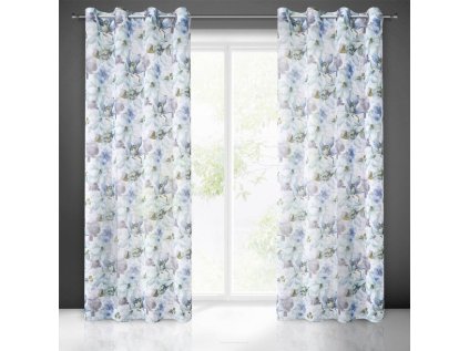Vzorovaný dekorační závěs Bella barva modrá 140 x 250 cm