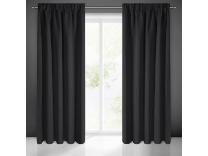 Zatemňovací závěs s řasící páskou ČERNÁ 135X270 cm