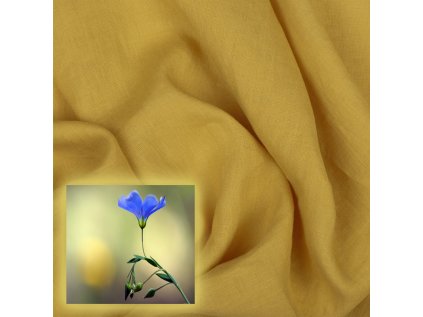 Přírodní lněná látka Oskar, Horčicová, 230 gr/m2