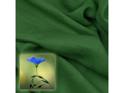 Přírodní lněná látka Oskar, Zelená, 265 gr/m2