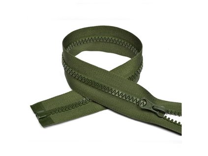 Zip kostkový 5 mm 85 cm dělitelný Khaki