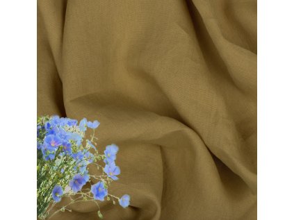 Přírodní lněná látka Julia, Horčicová,154 gr/m2