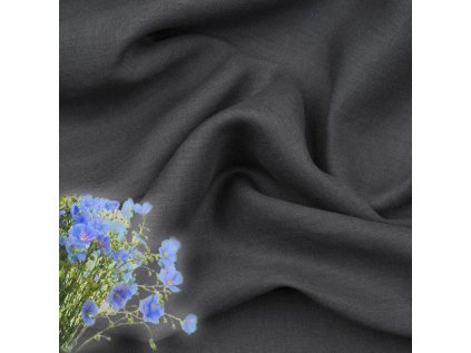 Přírodní lněná látka Julia, Grafitová, 154 gr/m2