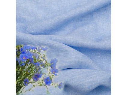 Přírodní lněná látka Julia, Sv. Modrá, 154 gr/m2