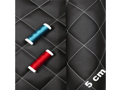 Ekokůže 5x5 barva Černá prošívaná Bílými nitěmi, metráž, 145 cm