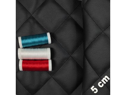 Ekokůže 5x5 barva Černá prošívaná Černými nitěmi, metráž, 145 cm